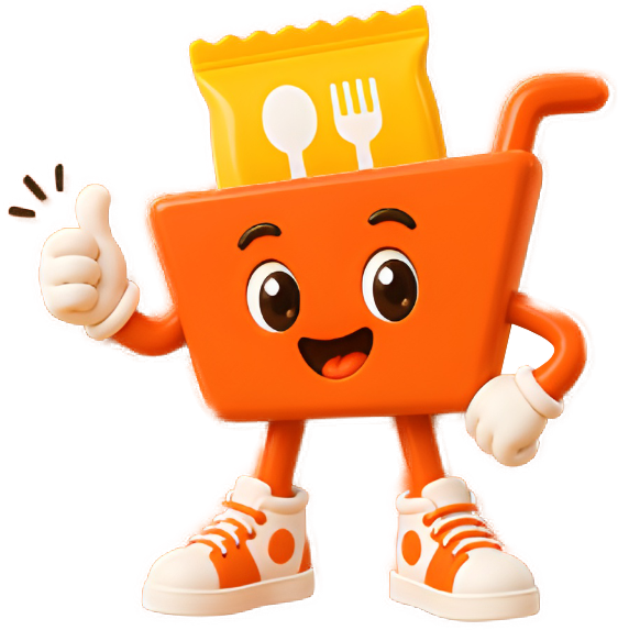 Carrito, mascote da On, Eat!, ao lado da farofa