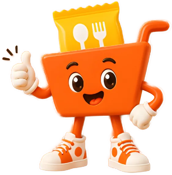 Carrito, mascote da On, Eat!, ao lado da farofa