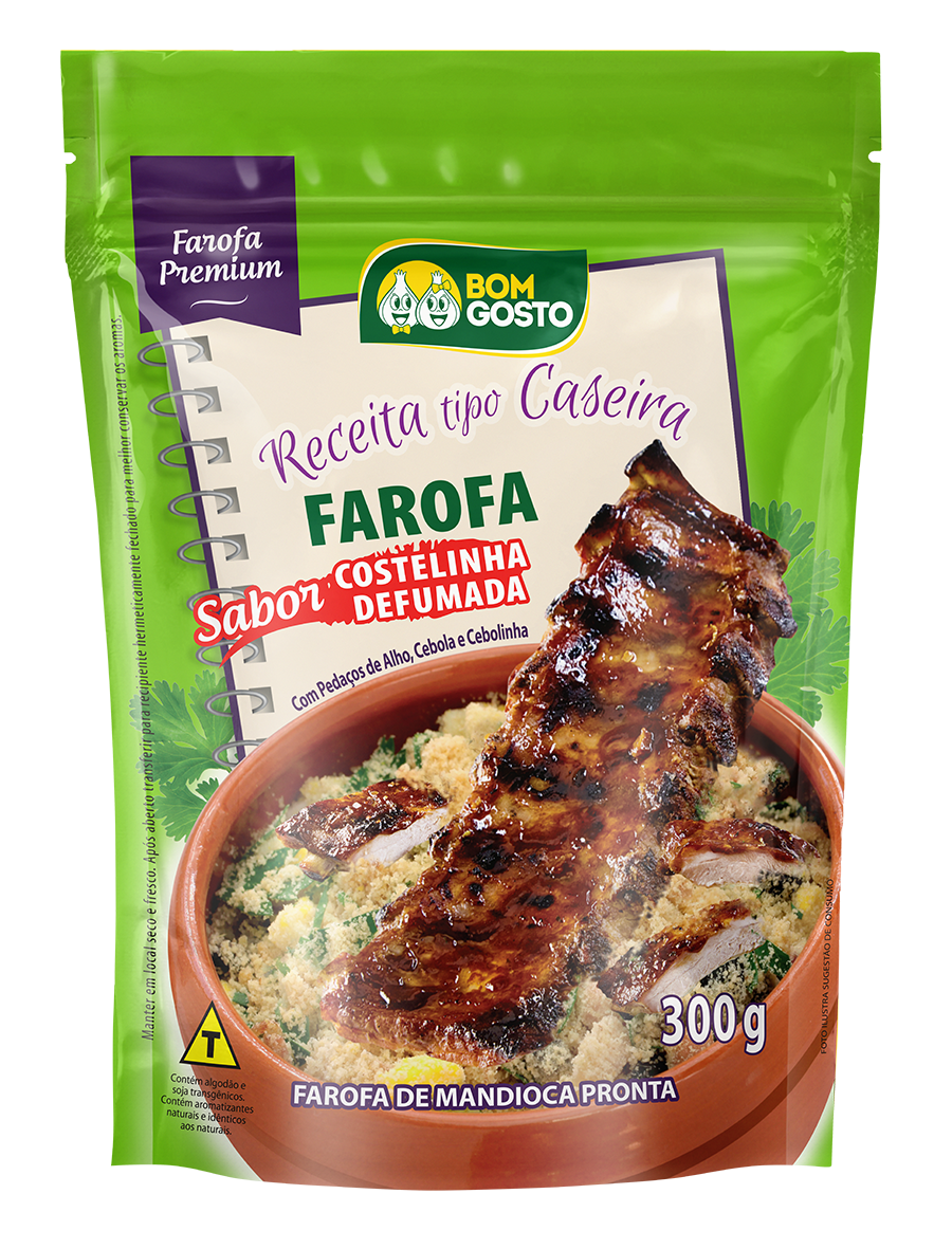 Embalagem de Farofa Sabor Costelinha Defumada Bom Gosto