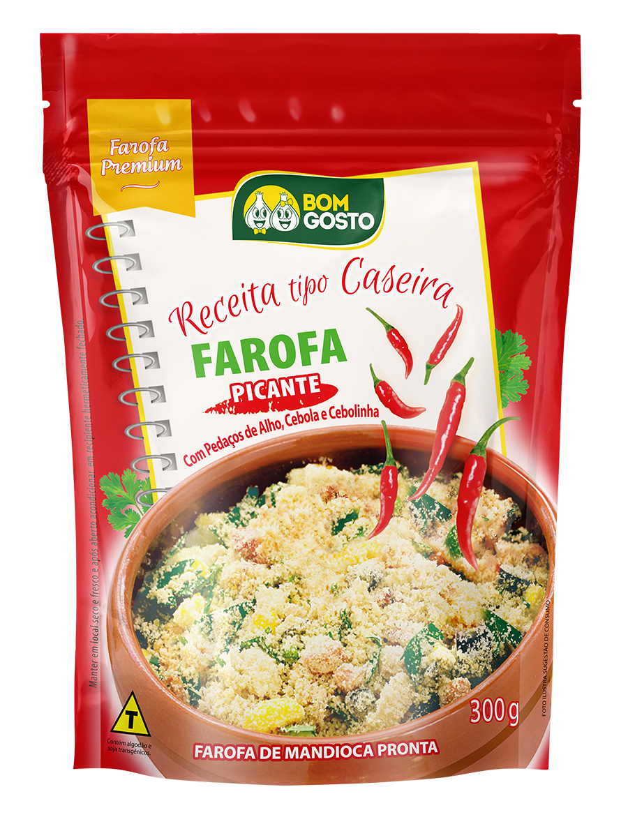 Embalagem de Farofa Picante Bom Gosto