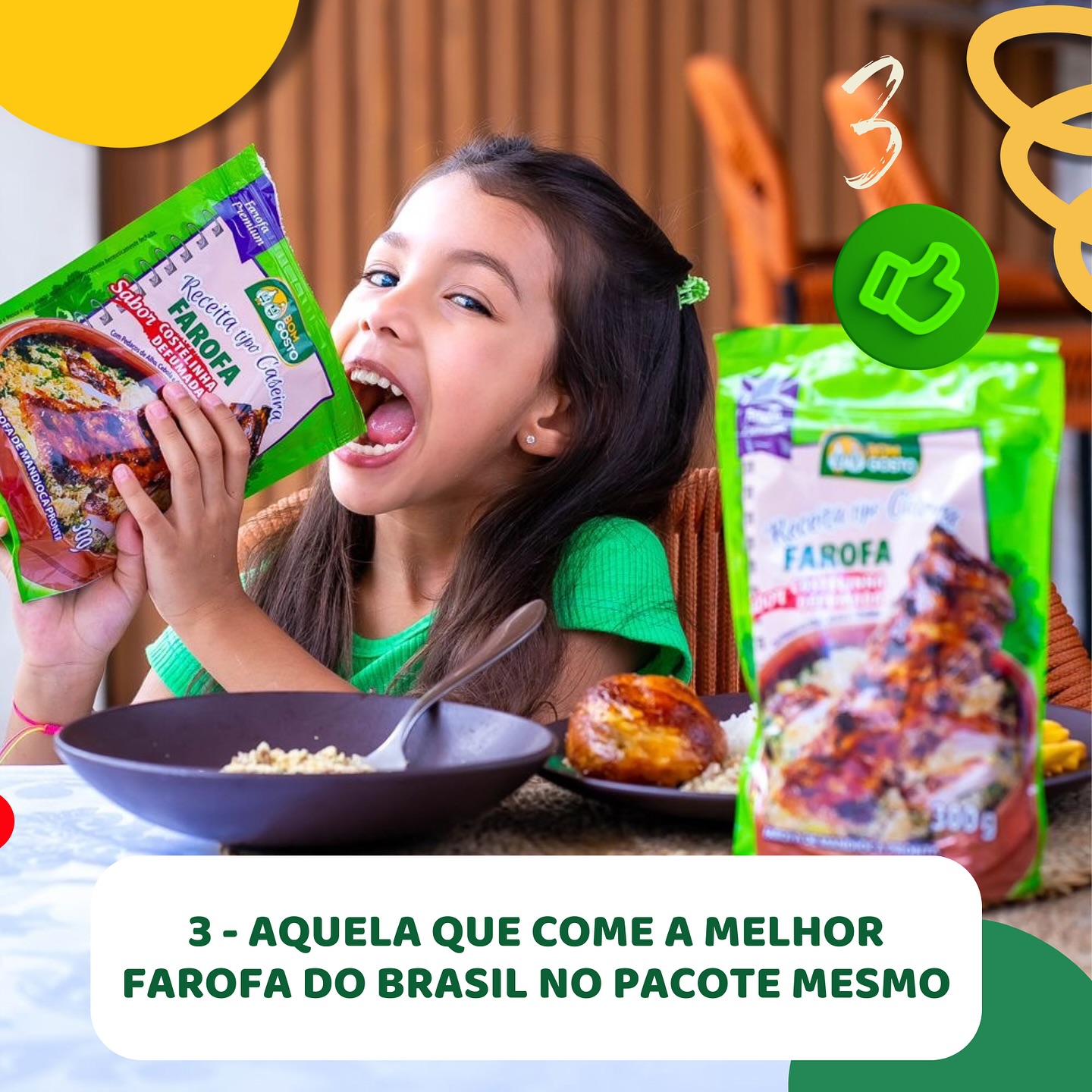 Farofa Sabor Costelinha Bom Gosto servida à mesa